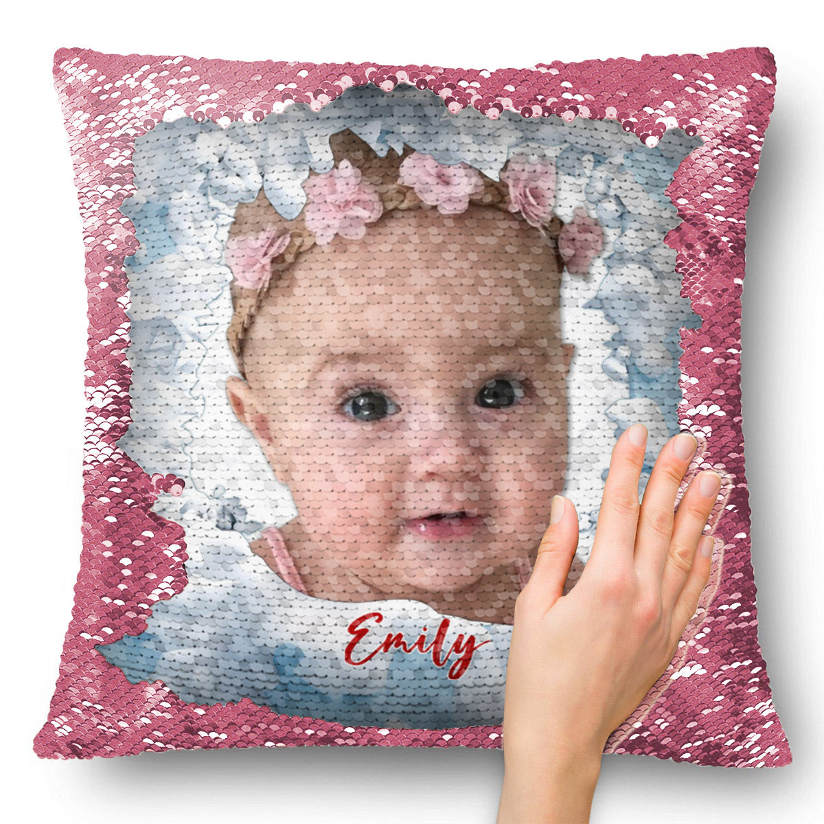 Mes enfants - Housse de coussin à sequins personnalisée pour enfant 