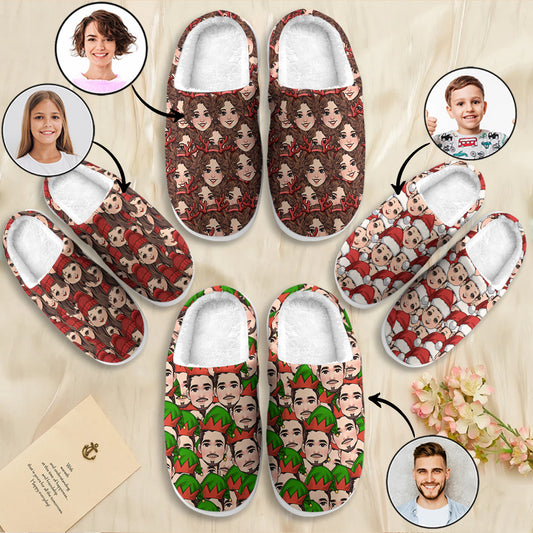 Lustige Chibi-Gesichter für Paare, beste Freunde und Familien – Partner-Hausschuhe – personalisierte Familienhausschuhe