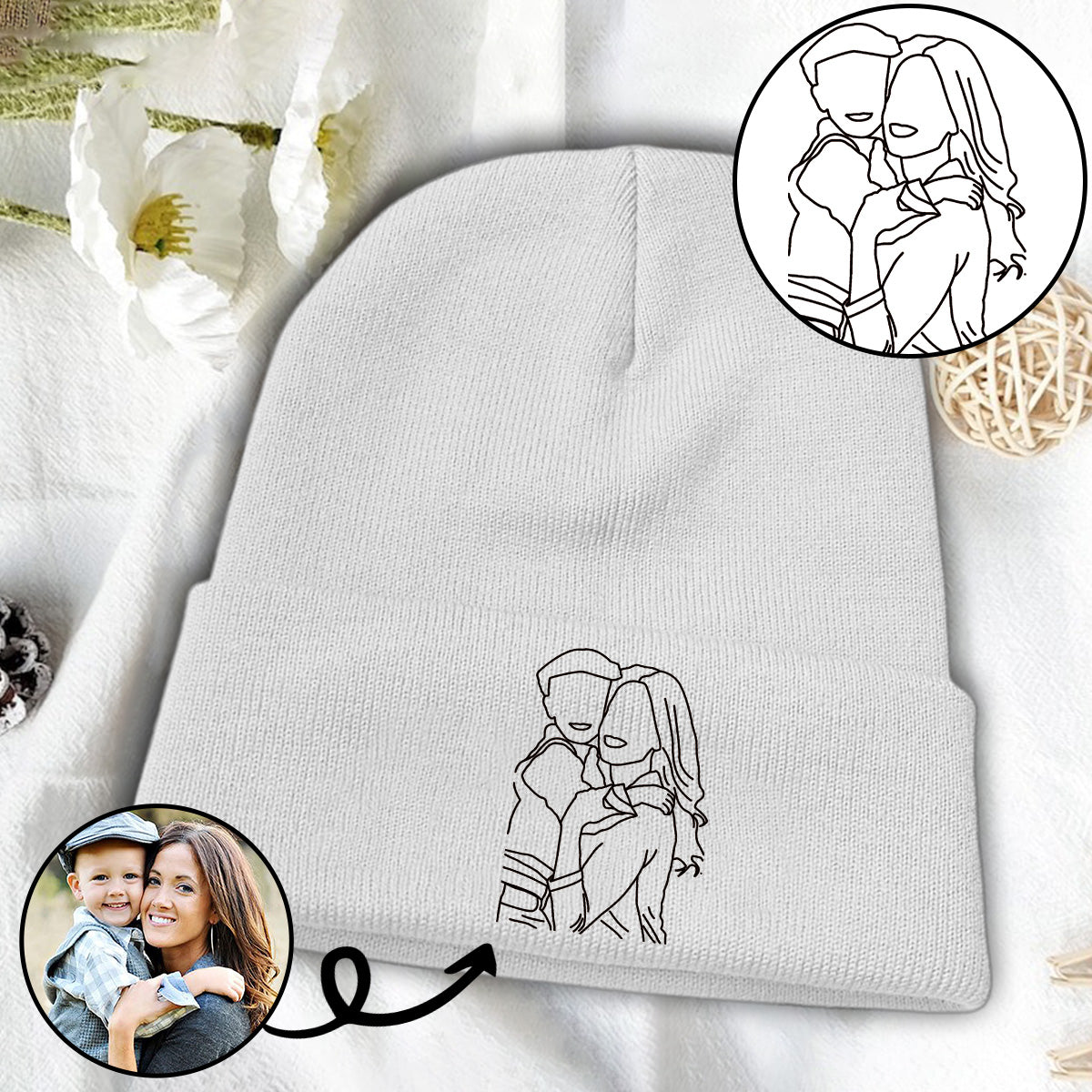 Bonnet brodé personnalisé avec photo - Beau-mère