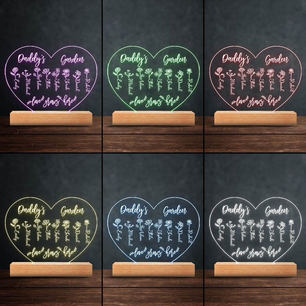 Grandma's Garden - Gift for grandma, mom, aunt, grandpa - Personalized Shaped Plaque Light Base