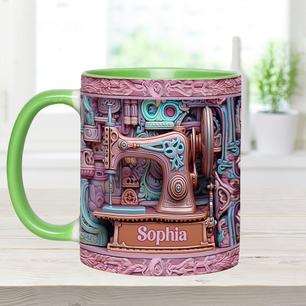 Nähbegeisterung – Personalisierte Tasse mit Nähmotiv