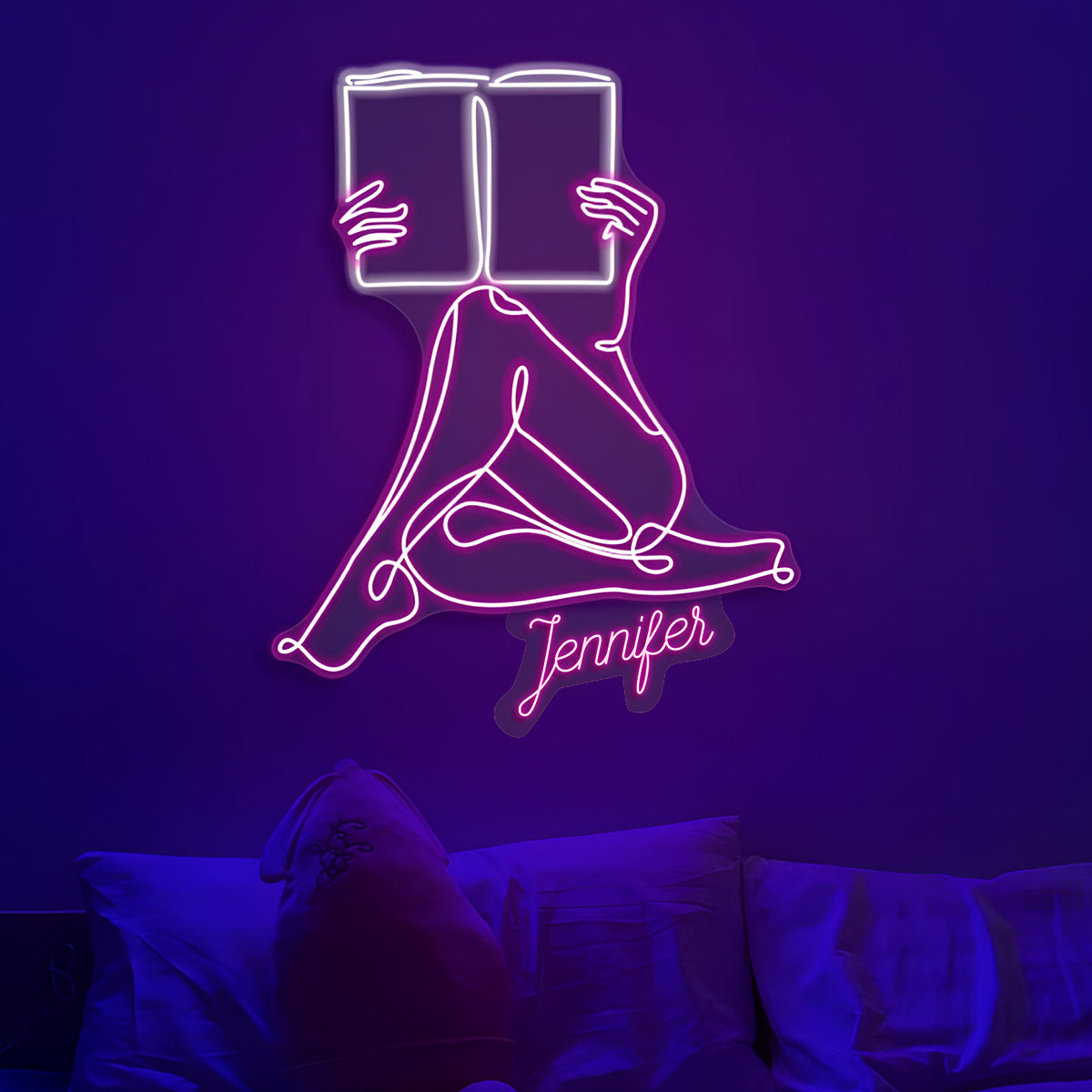 Juste une fille qui aime les livres - Enseigne lumineuse personnalisée en forme de livre