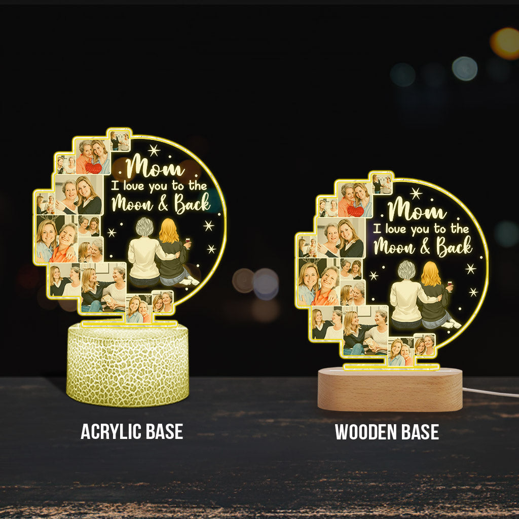 I Love You To The Moon & Back - Personalized Mother Shaped Plaque Light Base