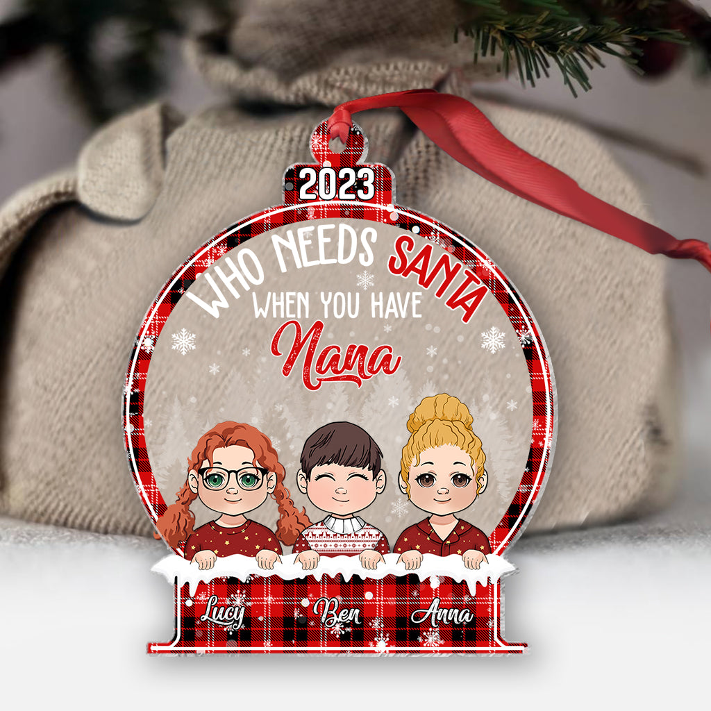 Wer braucht schon den Weihnachtsmann, wenn man Oma hat? – Personalisierter Oma-Weihnachtsbaumschmuck