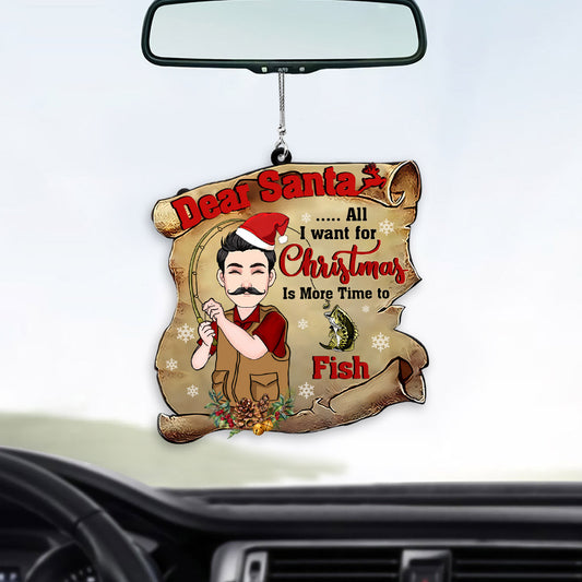 Dear Santa - Personalized Fishing One-sided Car Ornament