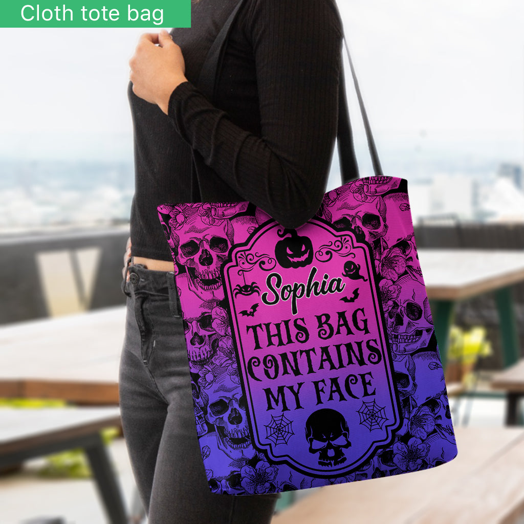 Ce sac contient mon visage - Sac fourre-tout personnalisé en forme de crâne