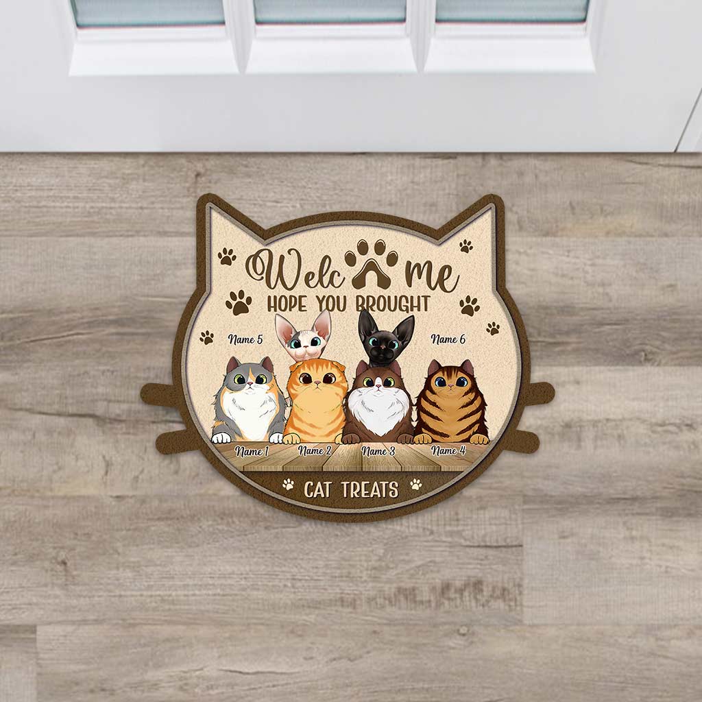 Hoffentlich hast du Leckerlis für die Katze mitgebracht – personalisierte Fußmatte