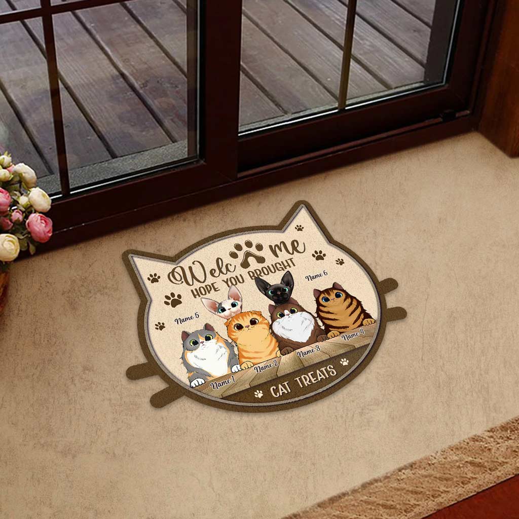 Hoffentlich hast du Leckerlis für die Katze mitgebracht – personalisierte Fußmatte