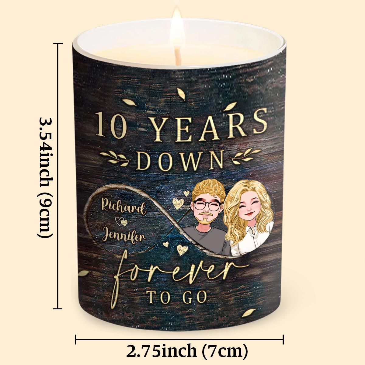 Forever To Go - Personalized Couple Candle With Wooden Lid