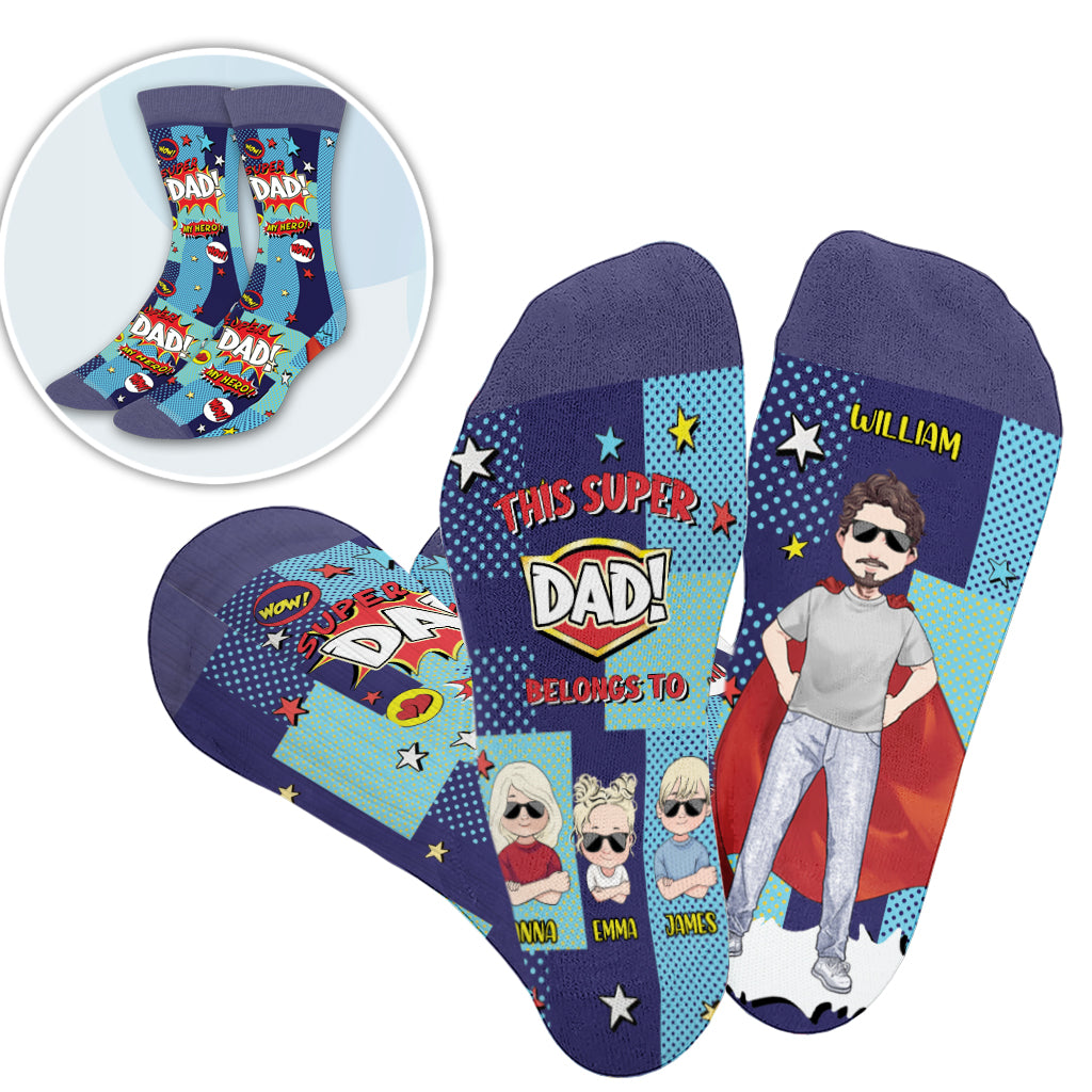 Super Dad - Gift for dad, grandpa, uncle, brother - Personalized Socks