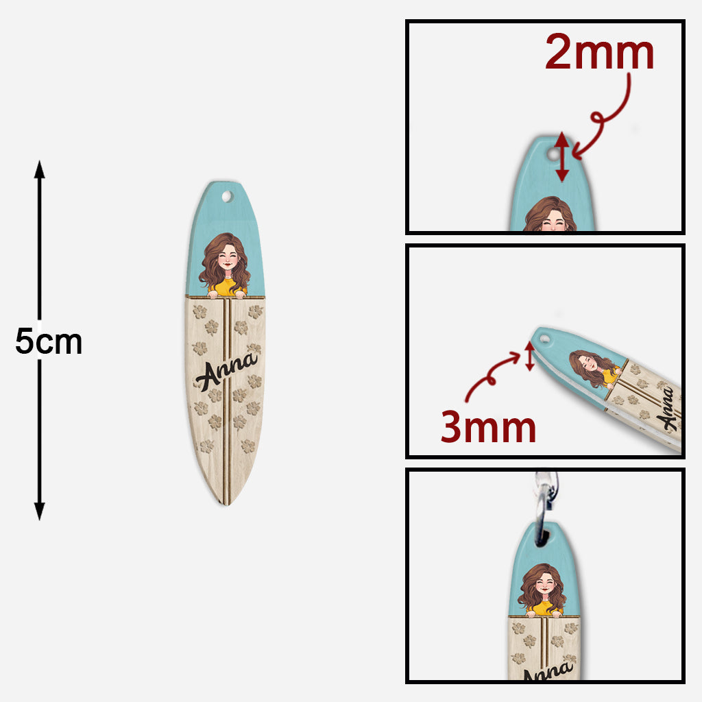 Surfen lieben – Personalisierter Surfer-Schlüsselanhänger (beidseitig bedruckt)