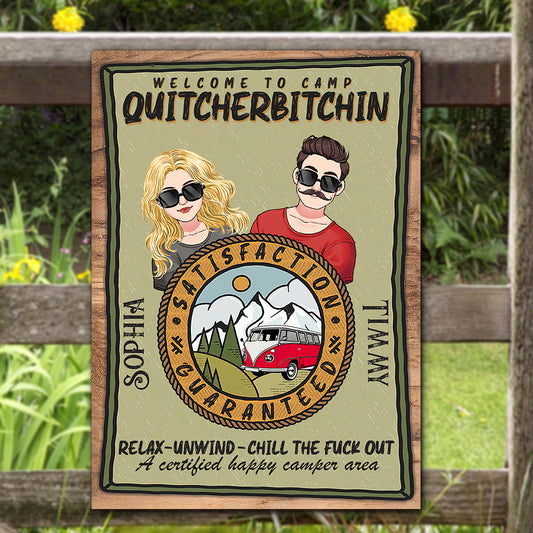 Welcome To Camp Quitcherbitchin - Personalized Camping Rectangle Metal Sign