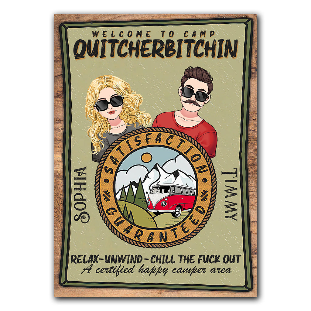 Welcome To Camp Quitcherbitchin - Personalized Camping Rectangle Metal Sign