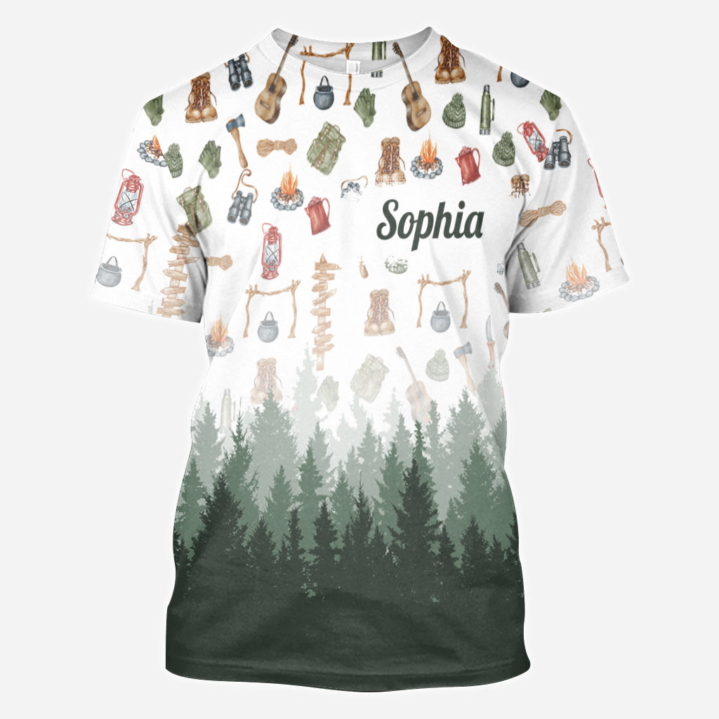 J'adore le camping - T-shirt de camping personnalisé intégral