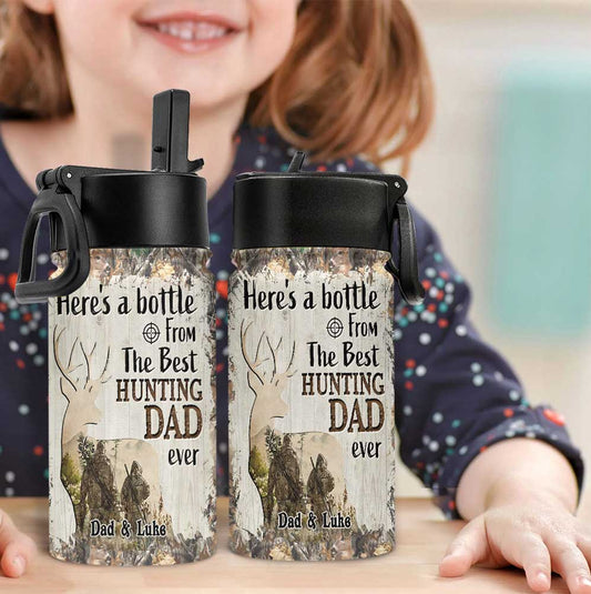 From The Best Hunting Dad Ever - Personalized Hunting Kids Water Bottle
