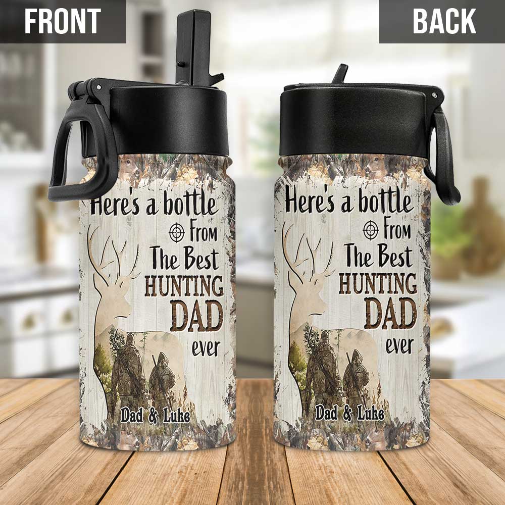 From The Best Hunting Dad Ever - Personalized Hunting Kids Water Bottle