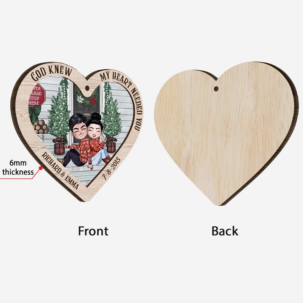 My Heart Is Wherever You Are - Personalized Christmas Couple Layered Wood Ornament