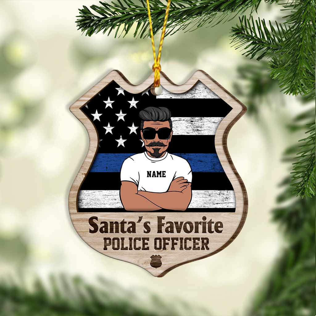 Der Lieblingspolizist des Weihnachtsmanns – Personalisierter Weihnachtsschmuck aus Holz