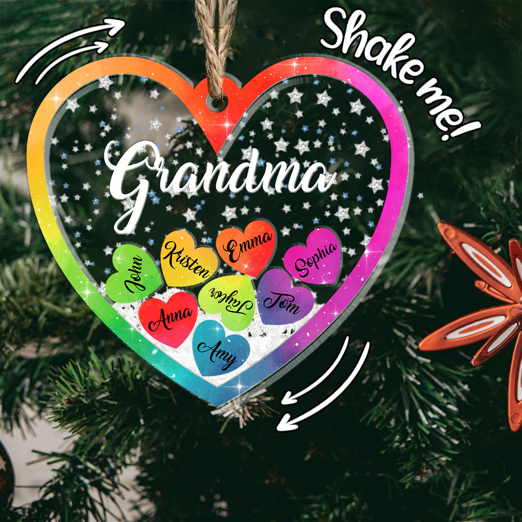 Grand-mère et petits-enfants - Cadeau pour grand-mère - Ornement à secouer personnalisé à 3 couches