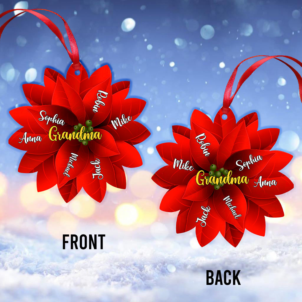 Grandma / Mama / Family Christmas Poinsettia - Gift for grandma - Personalized Ornament