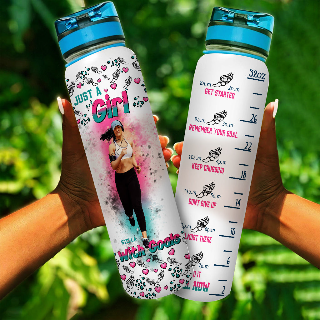 Juste une fille avec des objectifs - Gourde de suivi d'hydratation personnalisée pour la course à pied