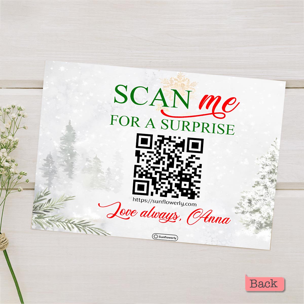 Merry Christmas Reindeer - Personalized QR Greeting Card