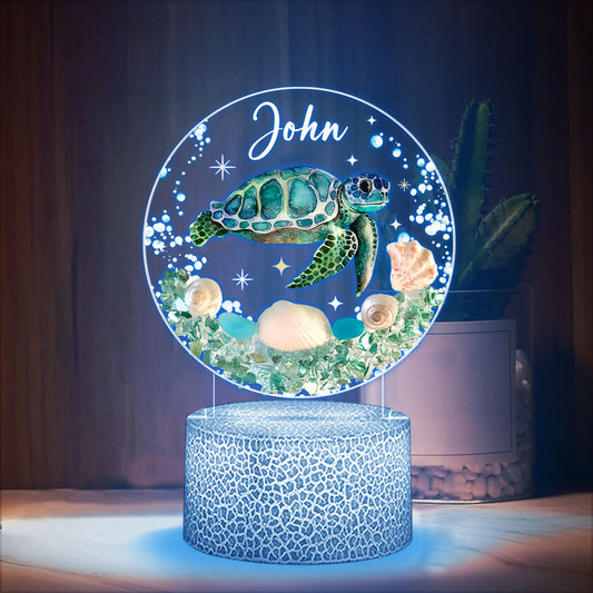 Love Turtle - Personalized Turtle Shaped Plaque Light Base