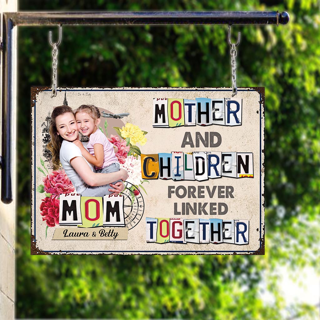 Forever Linked Together - Gift for mom, daughter, son - Personalized Rectangle Metal Sign