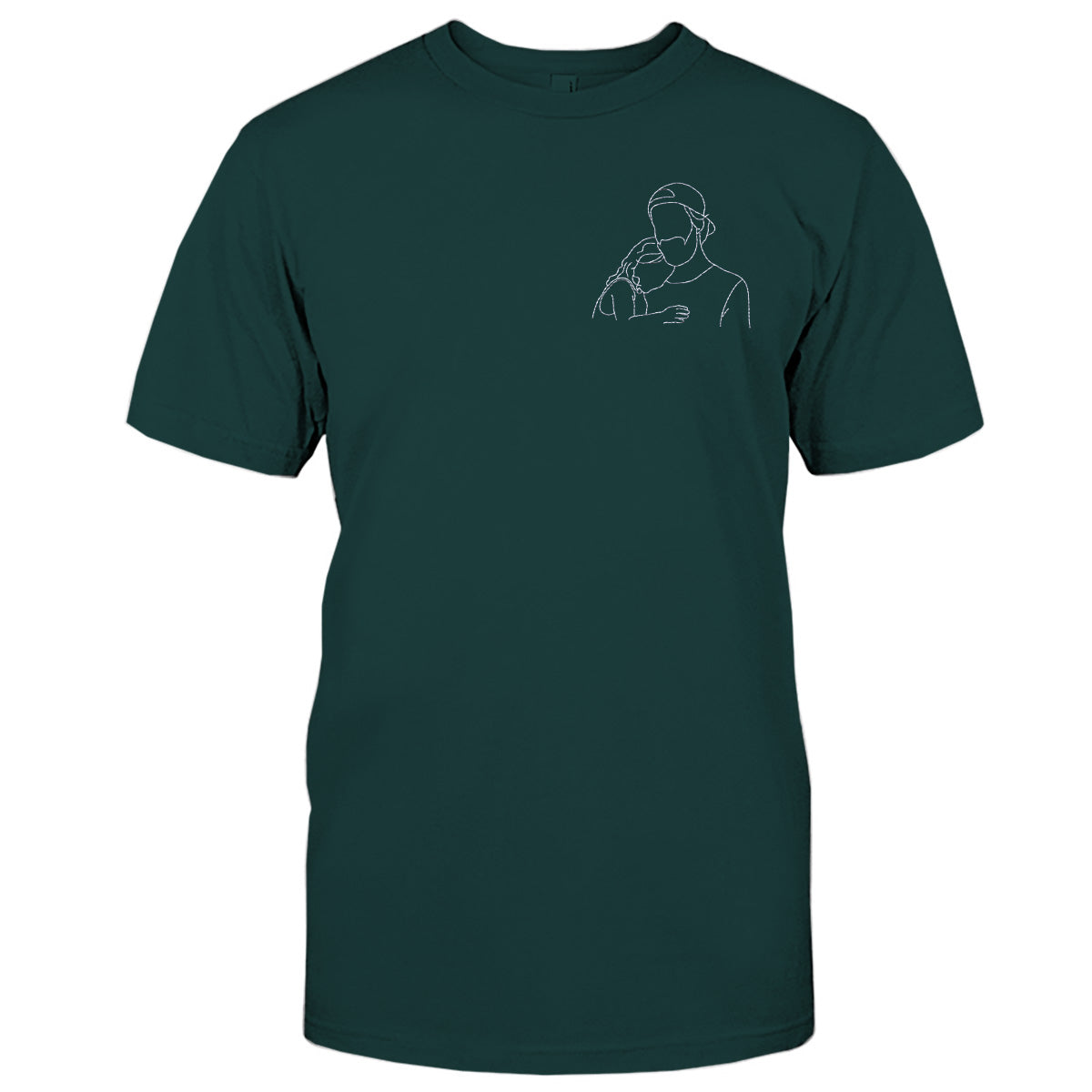 T-shirt brodé personnalisé « Beau-père » avec motif au trait