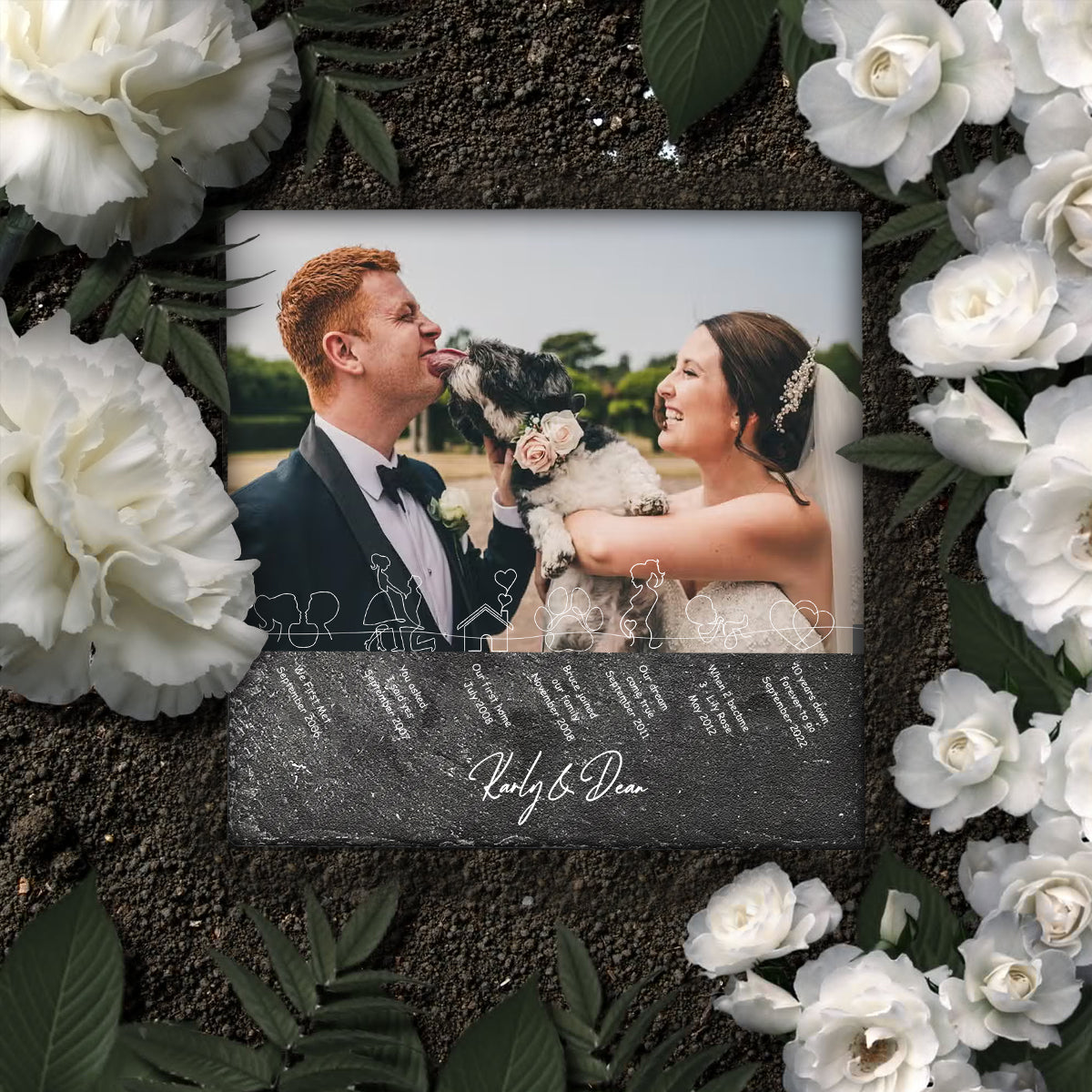 Our Story So Far - Personalized Husband And Wife Square Shaped Stone