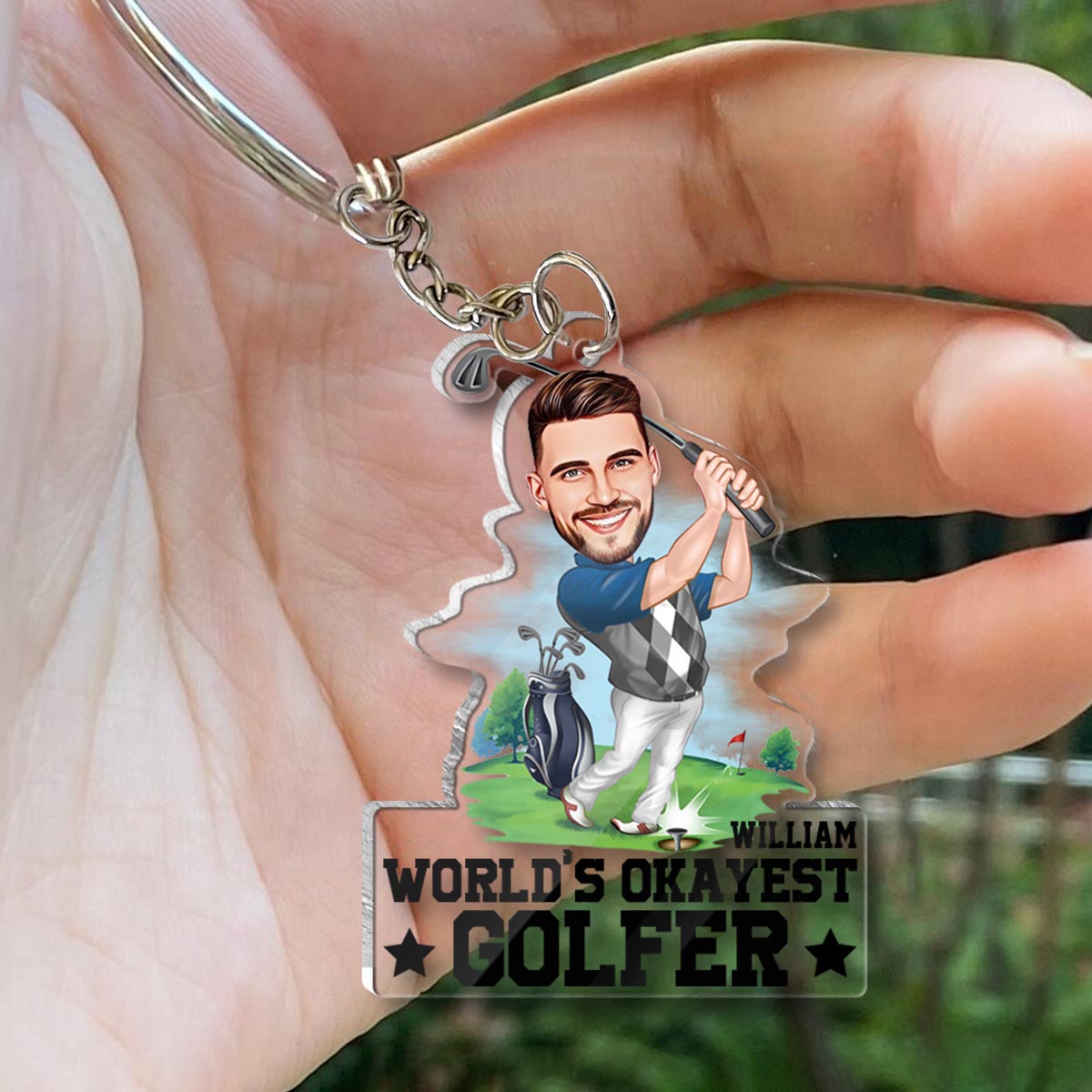 World's Okayest Golfer - Personalized Golf Keychain