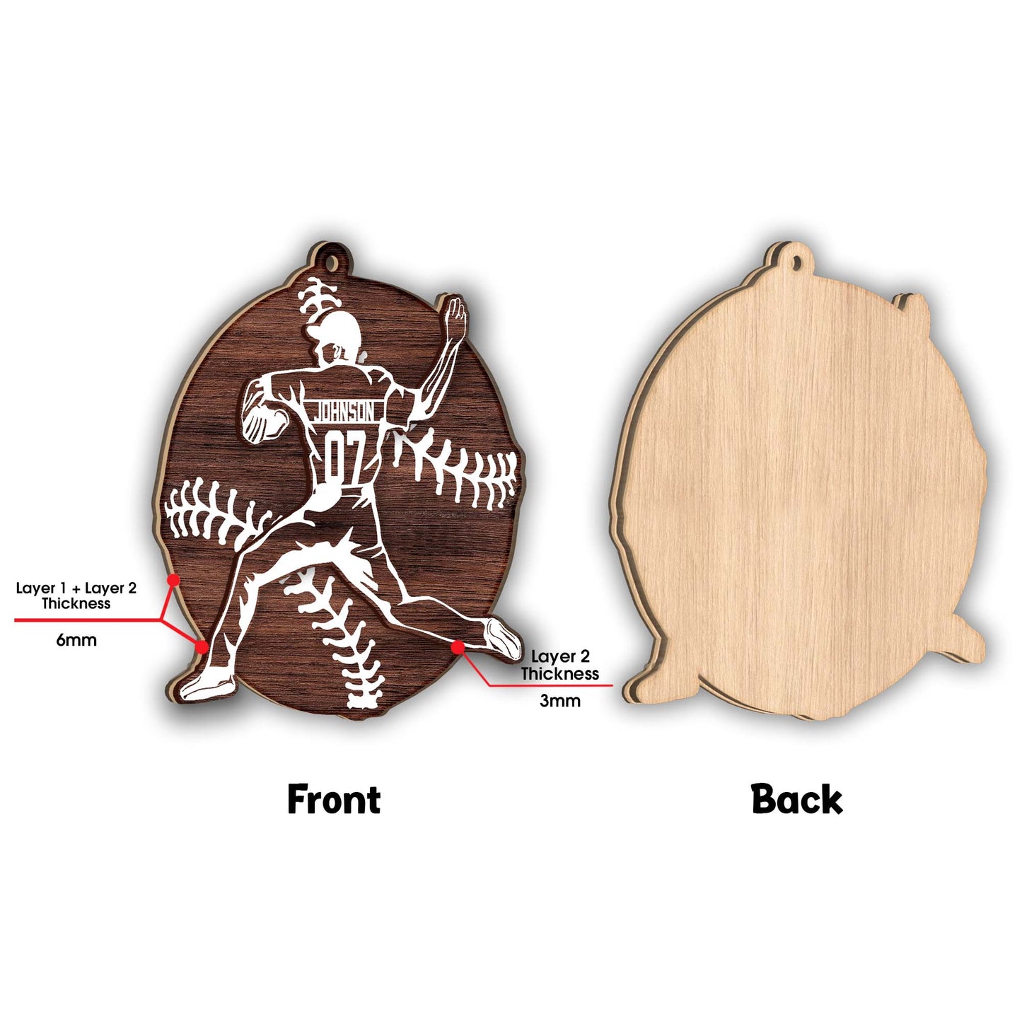 Baseball Season - Personalized Baseball 2 Layered Piece Ornament