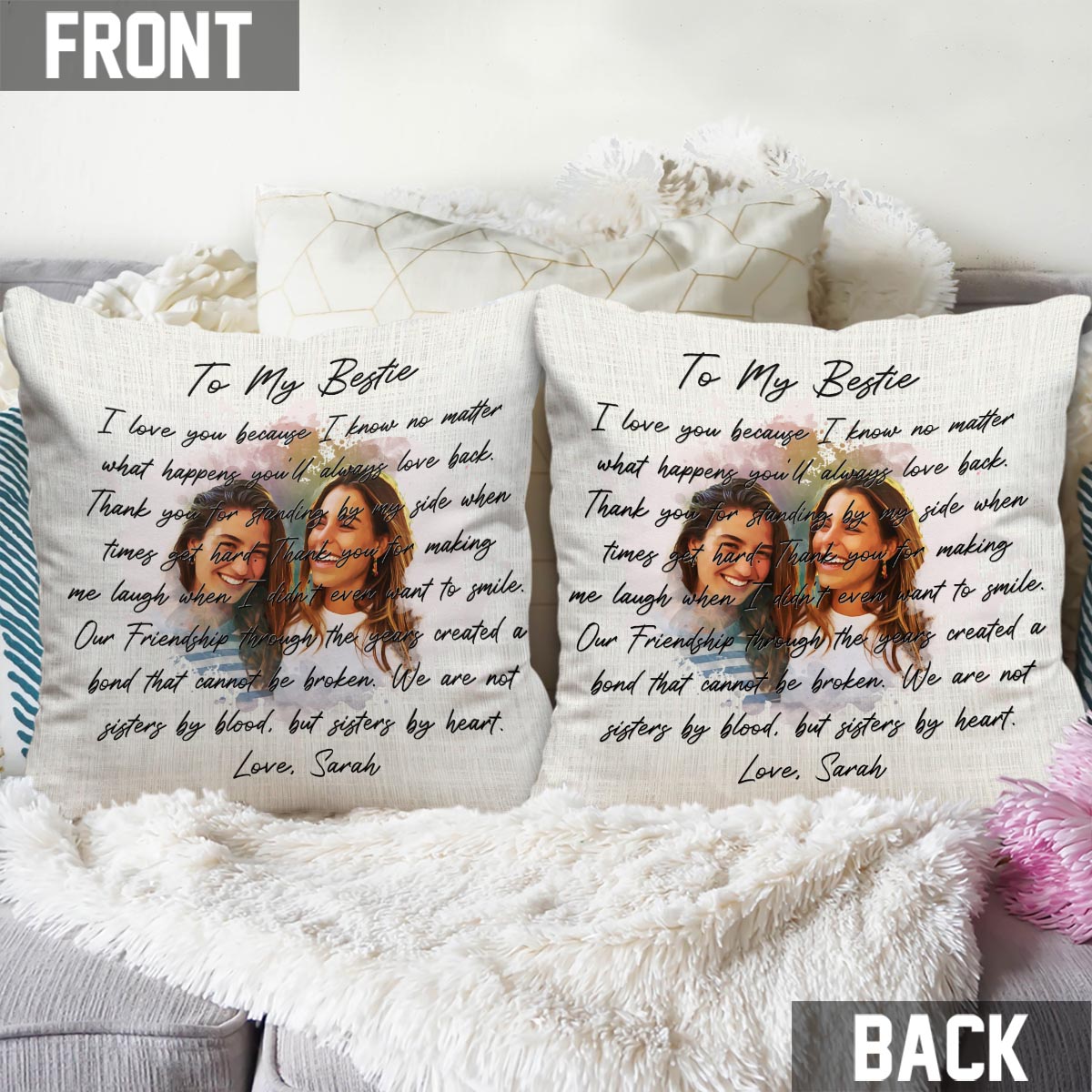 À ma meilleure amie - Coussin décoratif personnalisé