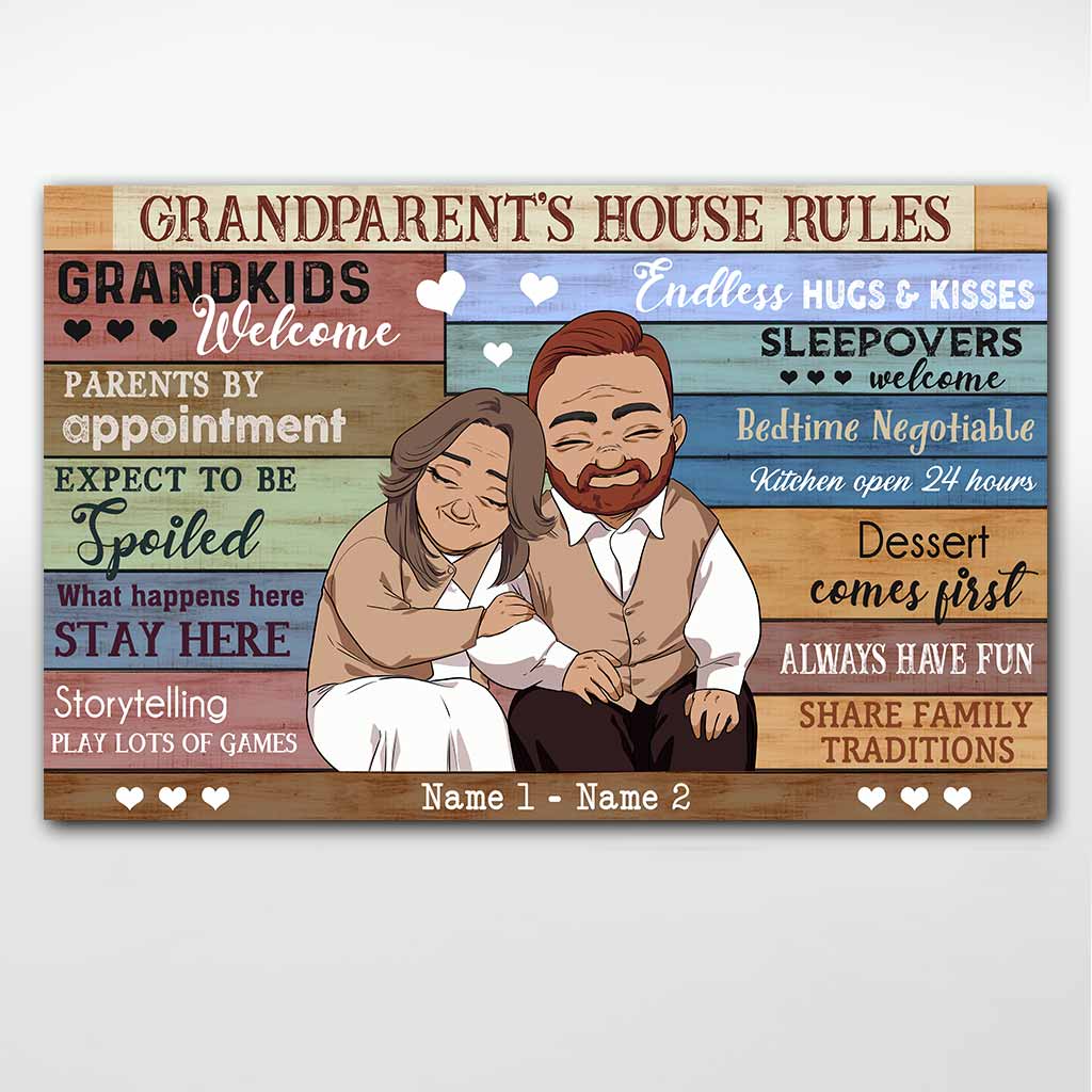 Grandparent House Rules - Personalized Couple Poster