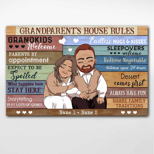 Grandparent House Rules - Personalized Couple Poster