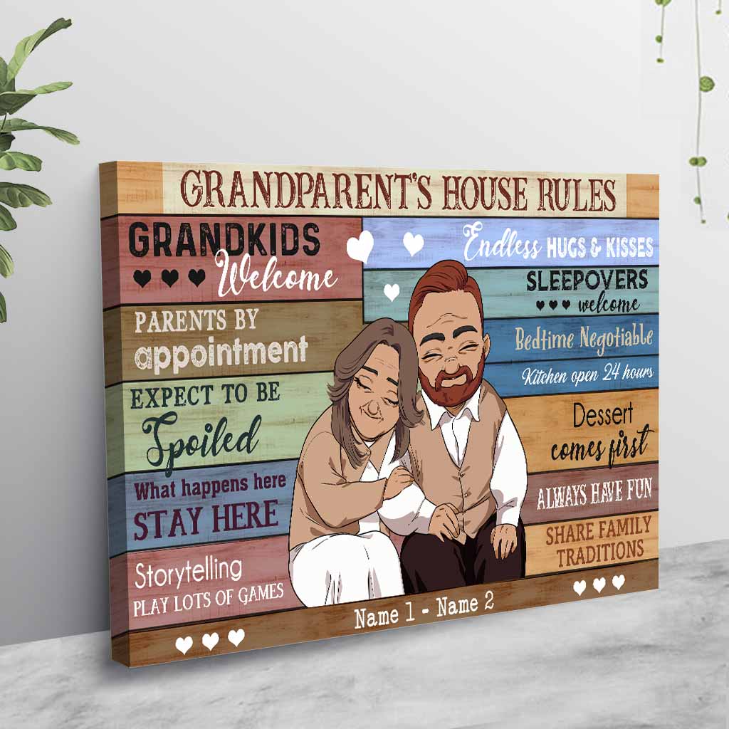 Grandparent House Rules - Personalized Couple Poster