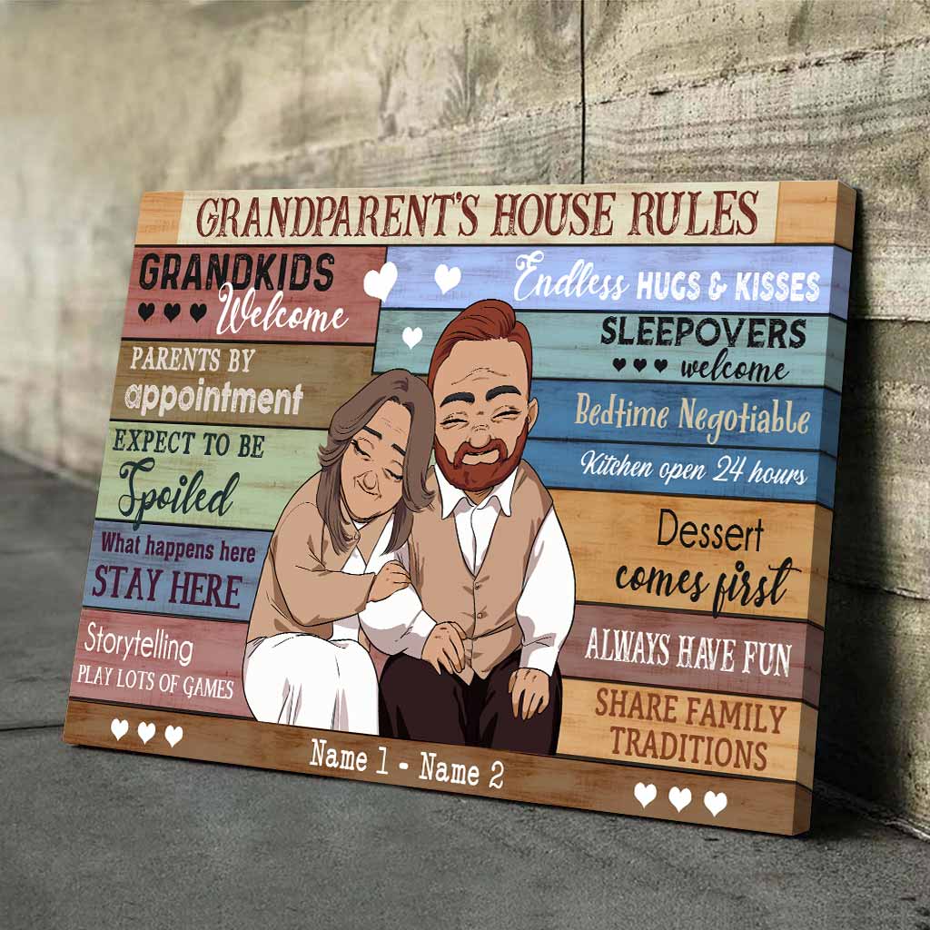 Grandparent House Rules - Personalized Couple Poster
