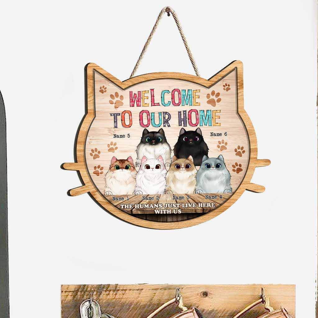 Willkommen in unserem Katzenhaus – personalisiertes Katzen-Holzschild