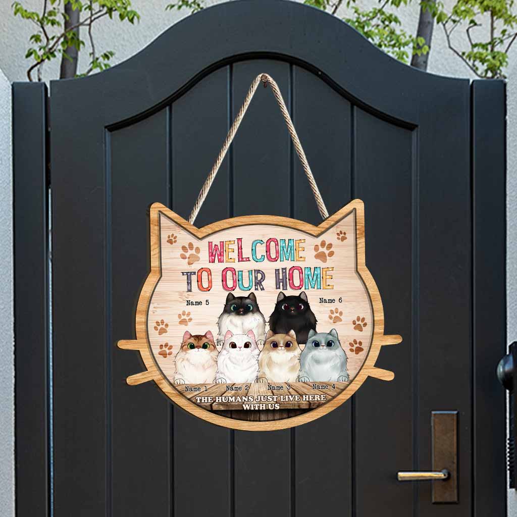 Willkommen in unserem Katzenhaus – personalisiertes Katzen-Holzschild