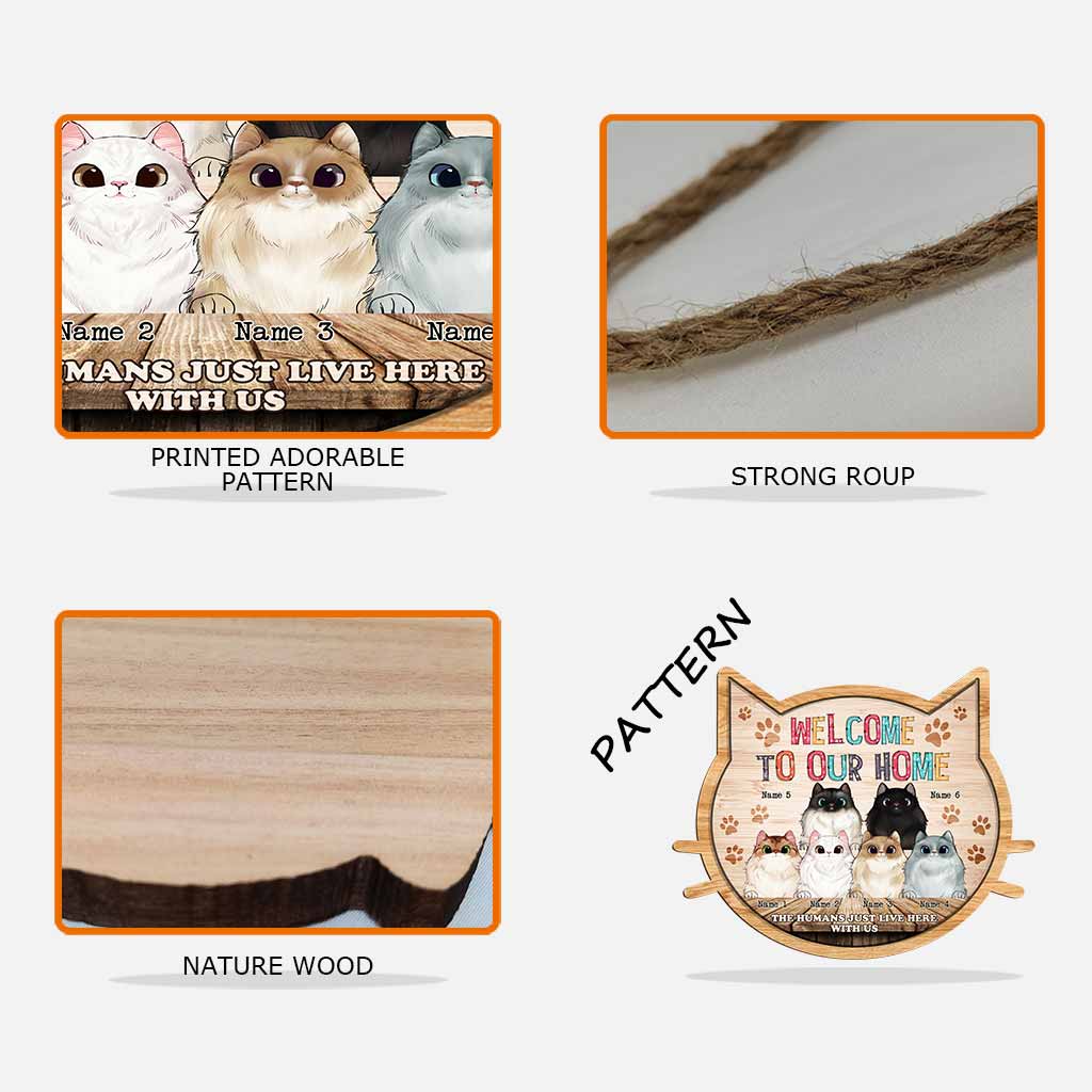Willkommen in unserem Katzenhaus – personalisiertes Katzen-Holzschild