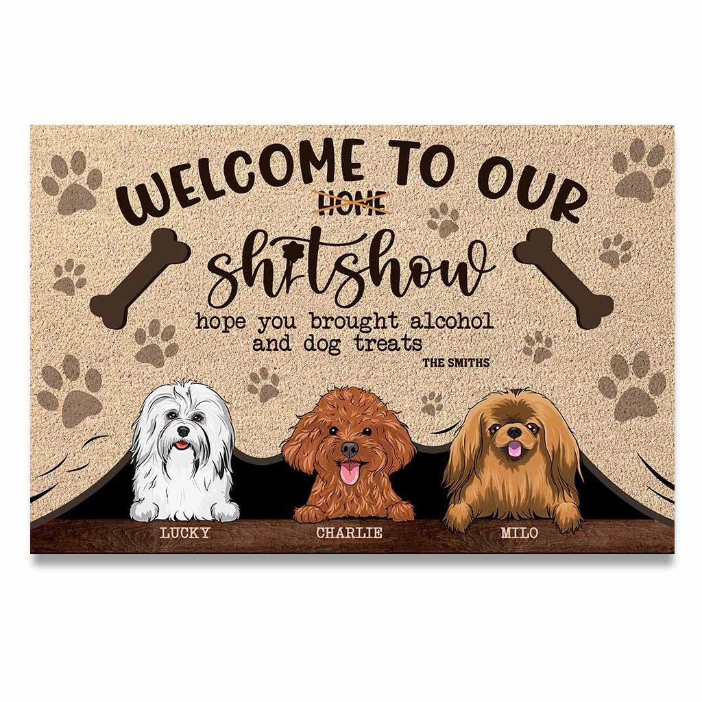 Bienvenue dans notre bordel ! - Paillasson personnalisé pour chien