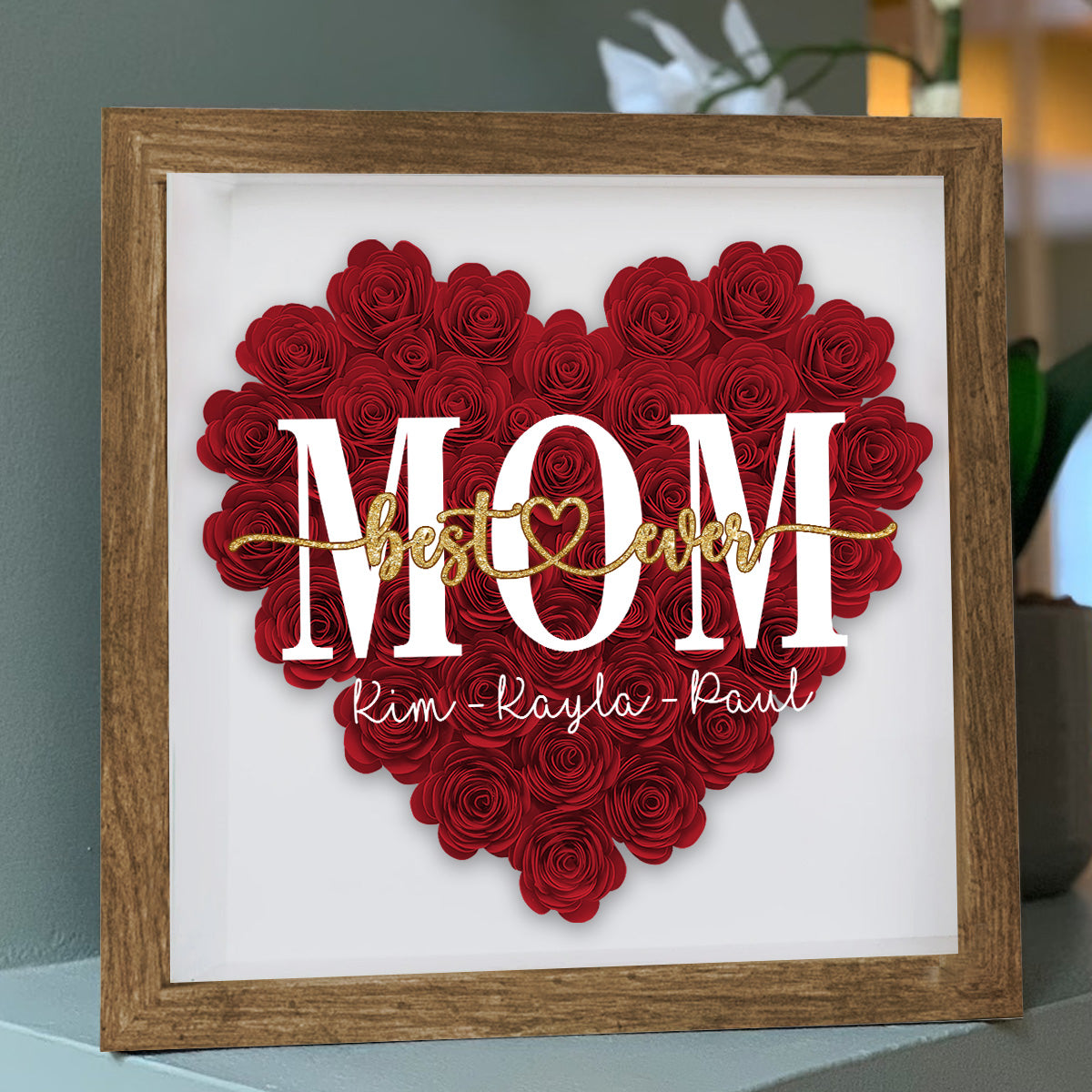 Best Mommy Ever - Gift for mom, grandma, grandpa, dad, aunt, sister - Personalized Flower Shadow Box