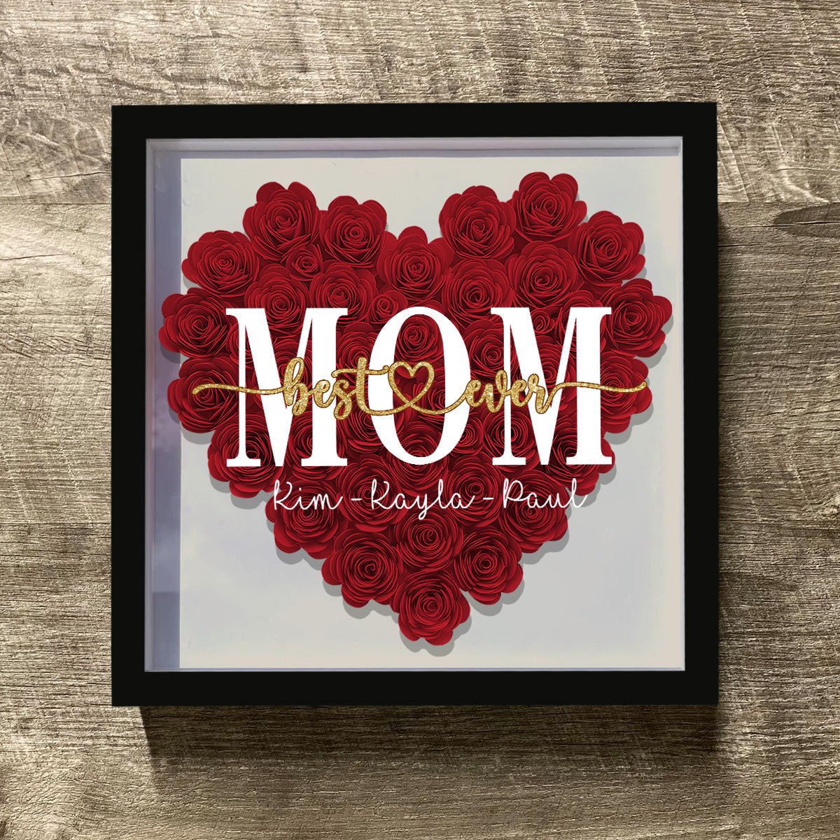 Best Mommy Ever - Gift for mom, grandma, grandpa, dad, aunt, sister - Personalized Flower Shadow Box