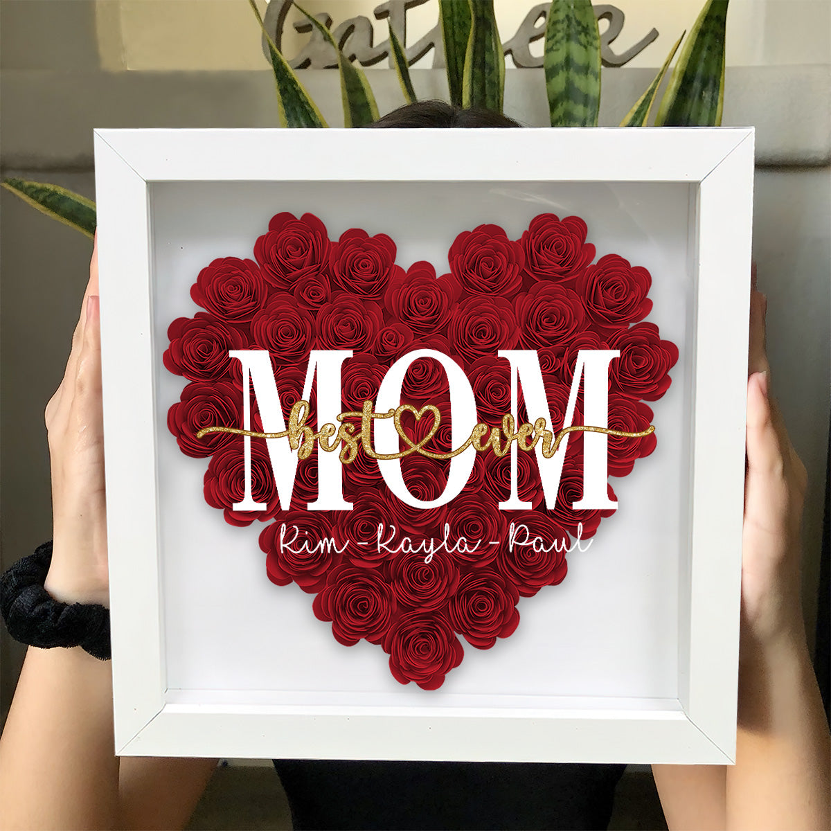 Best Mommy Ever - Gift for mom, grandma, grandpa, dad, aunt, sister - Personalized Flower Shadow Box
