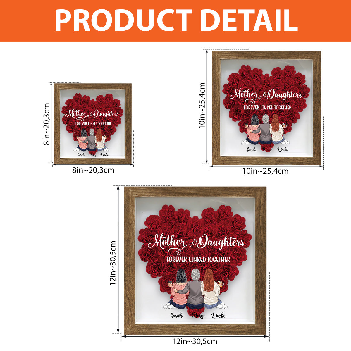 Mother And Daughters - Gift for mom, daughter, son - Personalized Flower Shadow Box