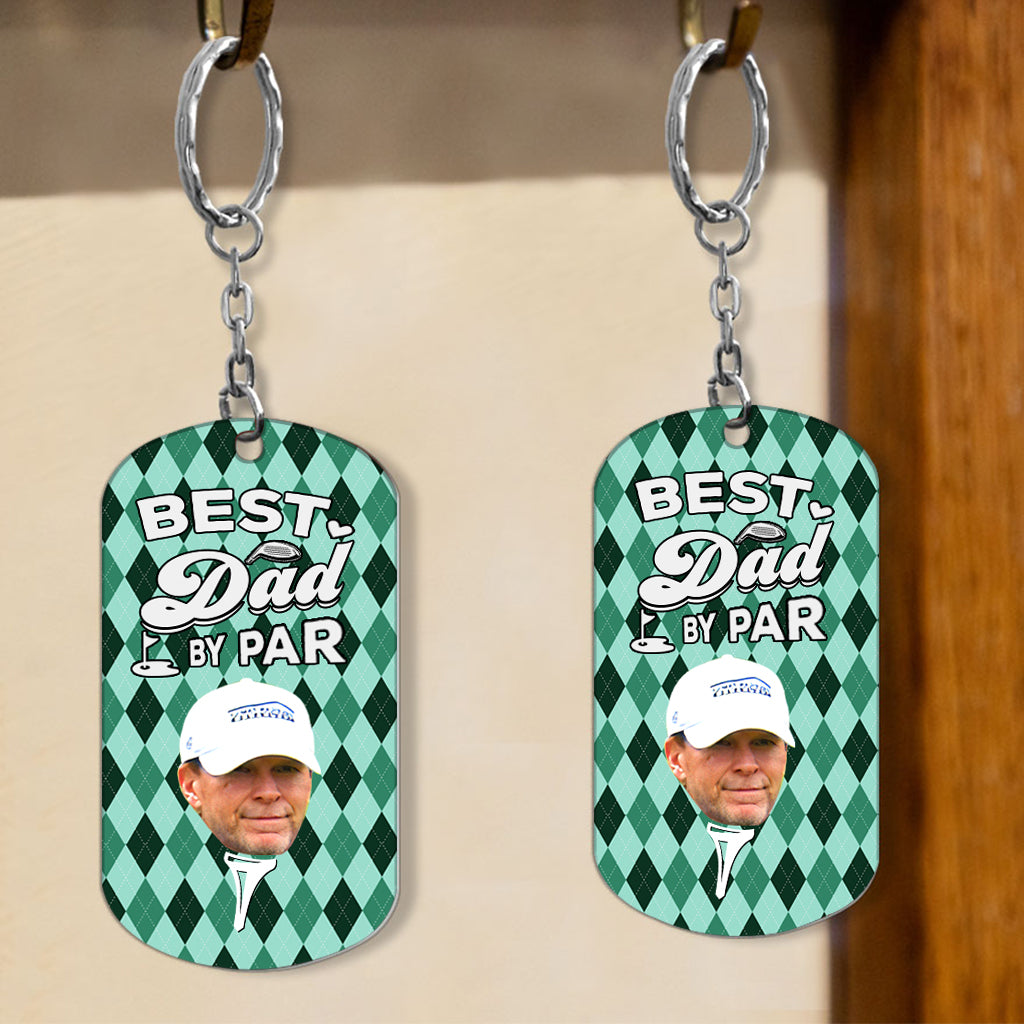 Best Dad By Par - Golf gift for dad, him, boyfriend, husband, grandpa - Personalized Stainless Steel Keychain
