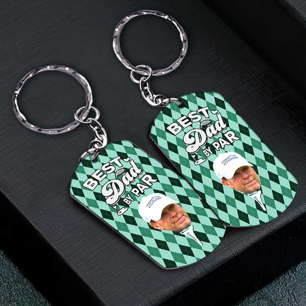 Best Dad By Par - Golf gift for dad, him, boyfriend, husband, grandpa - Personalized Stainless Steel Keychain