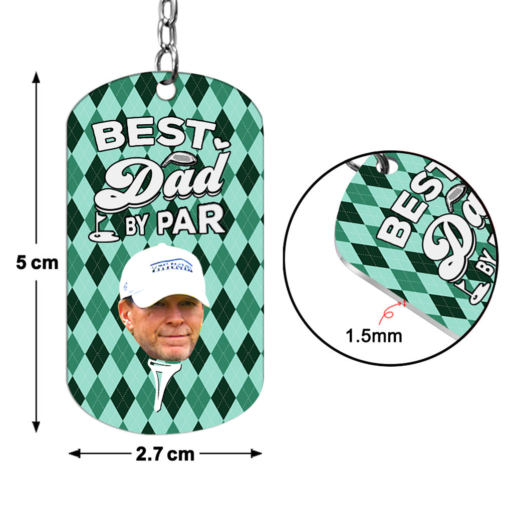 Best Dad By Par - Golf gift for dad, him, boyfriend, husband, grandpa - Personalized Stainless Steel Keychain