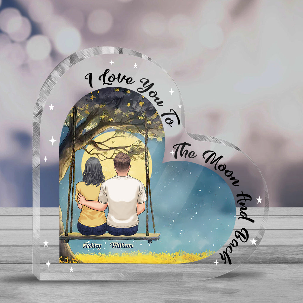 To The Moon And Back - Personalized Couple Custom Shaped Acrylic Plaque