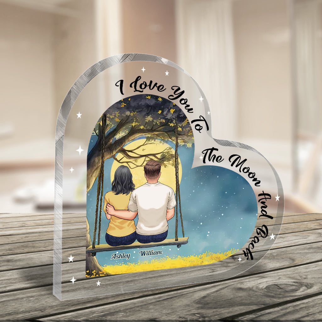 To The Moon And Back - Personalized Couple Custom Shaped Acrylic Plaque
